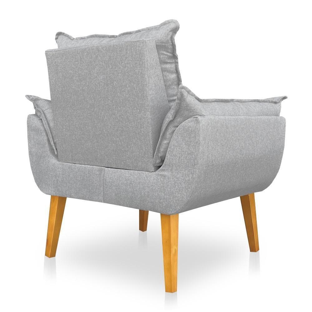 Poltrona Opala Decorativa Luxo Linho Cinza Dal Poz Estofados - 4