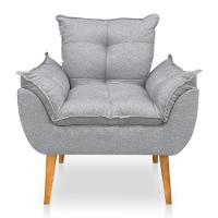 Poltrona Opala Decorativa Luxo Linho Cinza Dal Poz Estofados - 3