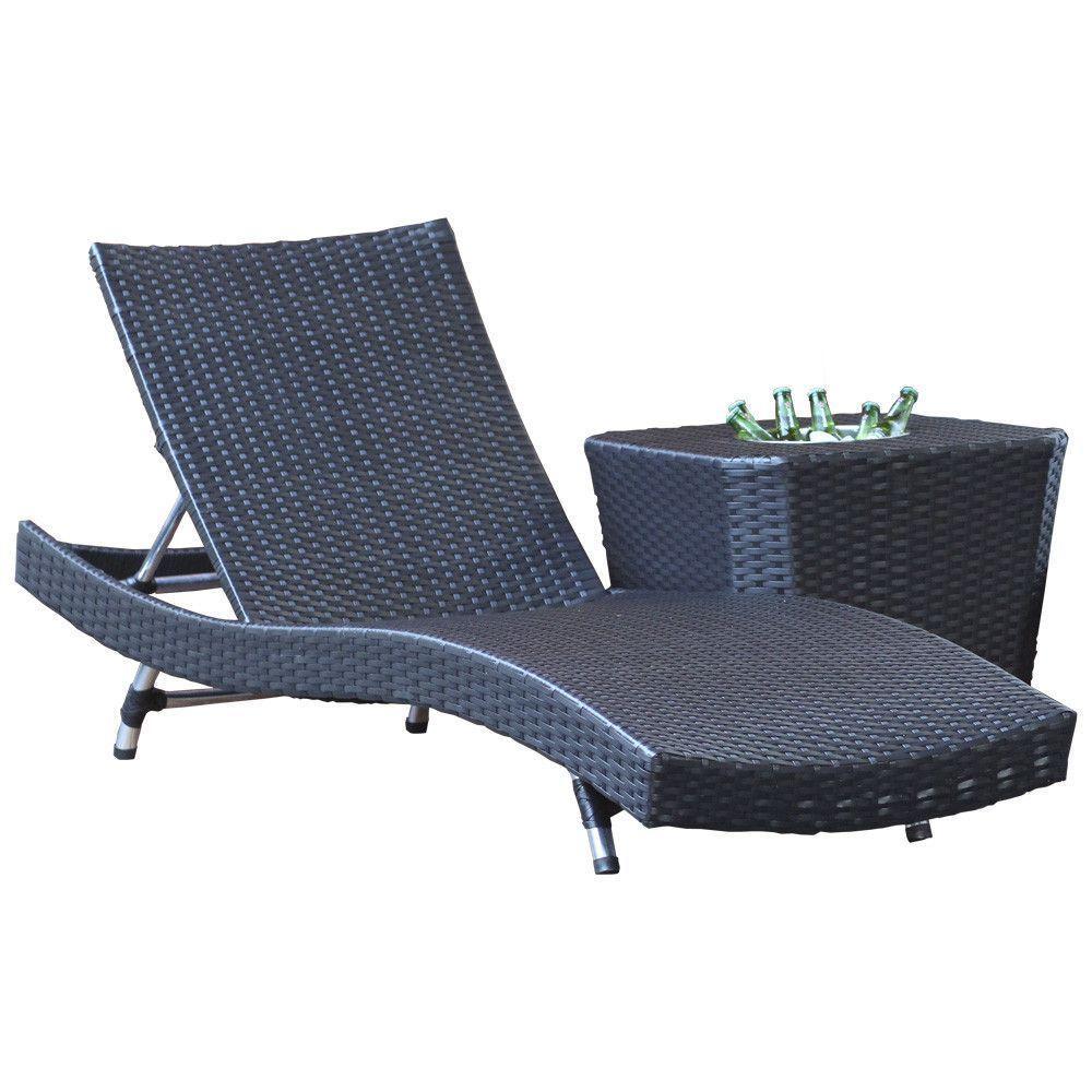 1 Espreguiçadeira Bona E Mesa Grécia Em Alumínio Trama Preto - 1