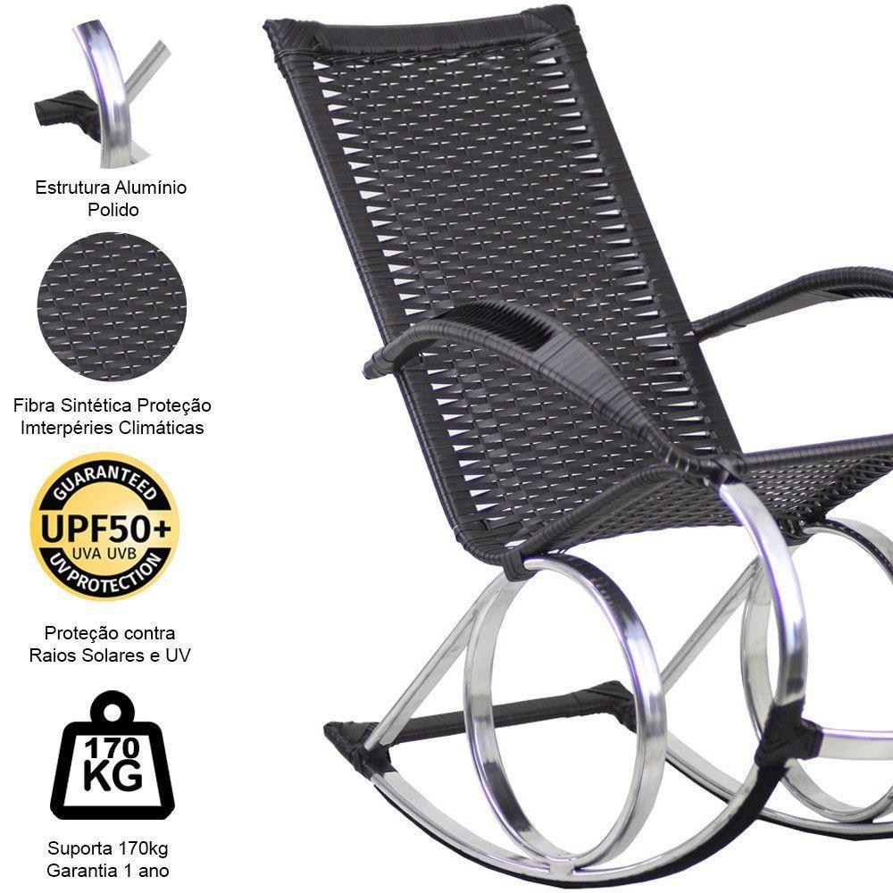 Cadeira Poltrona Varanda Junco Fibra Sintética Trama Preto - 5