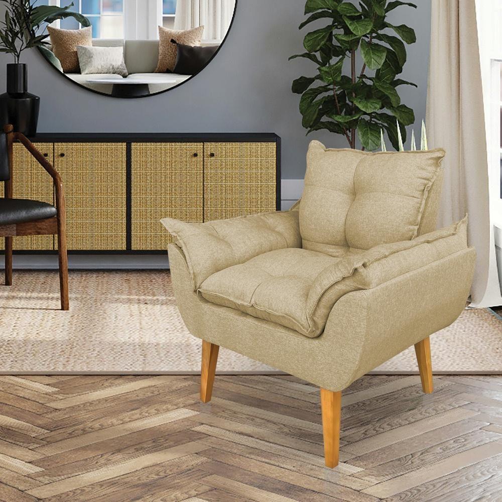 Poltrona Opala Decorativa Luxo Linho Dourado Dal Poz Estofados - 2