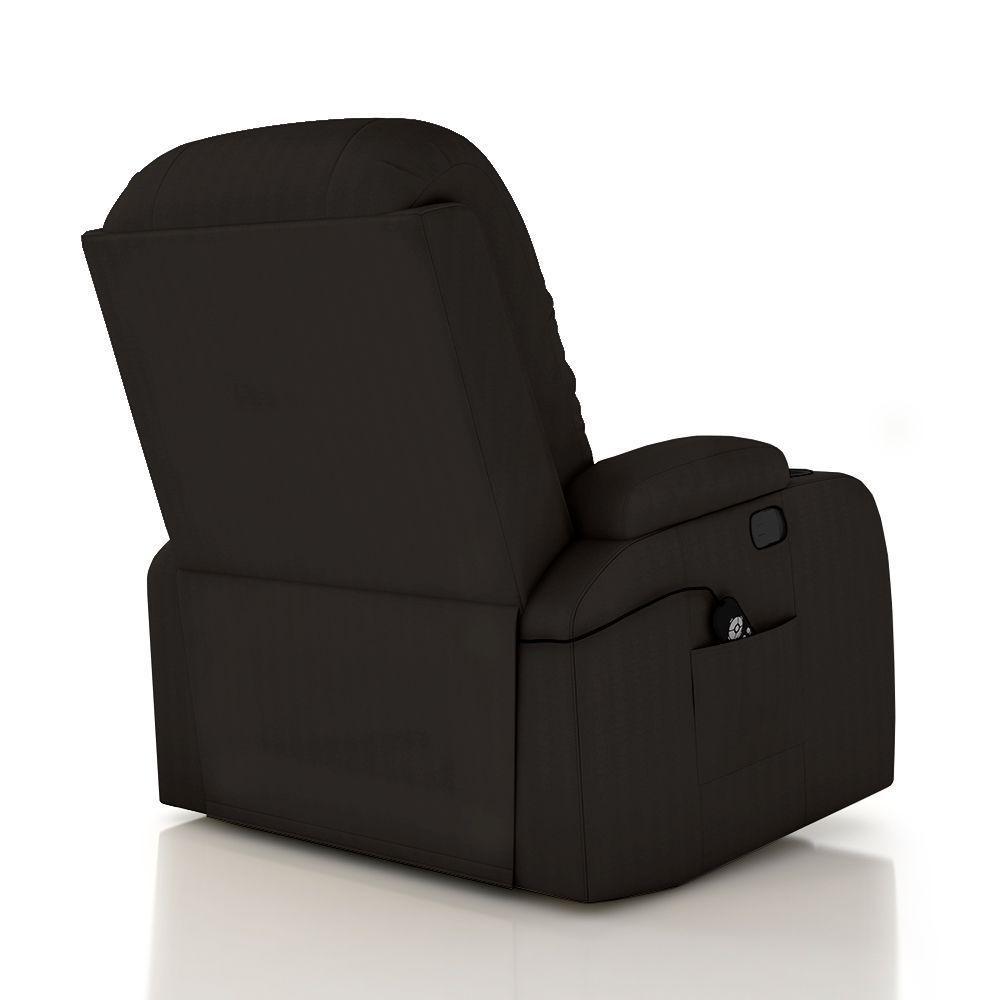 Poltrona Do Papai Reclinável Massagem E Aquecimento Balanço 2 Porta Copos Mark Pu Marrom G31 - 6