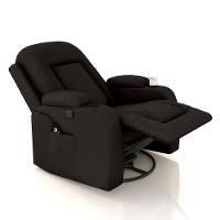 Poltrona Do Papai Reclinável Massagem E Aquecimento Balanço 2 Porta Copos Mark Pu Marrom G31 - 5