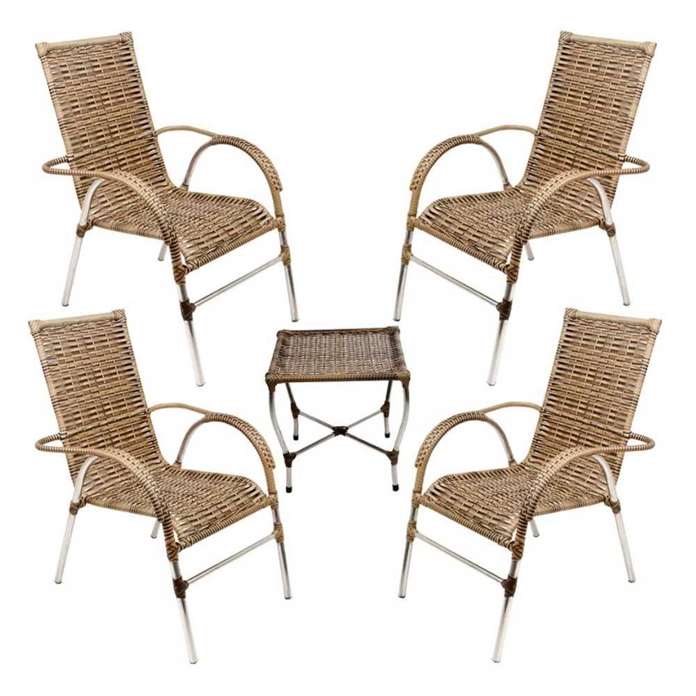 Kit 4 Cadeiras Vênus E Mesa De Centro Garden  Capuccino - 1