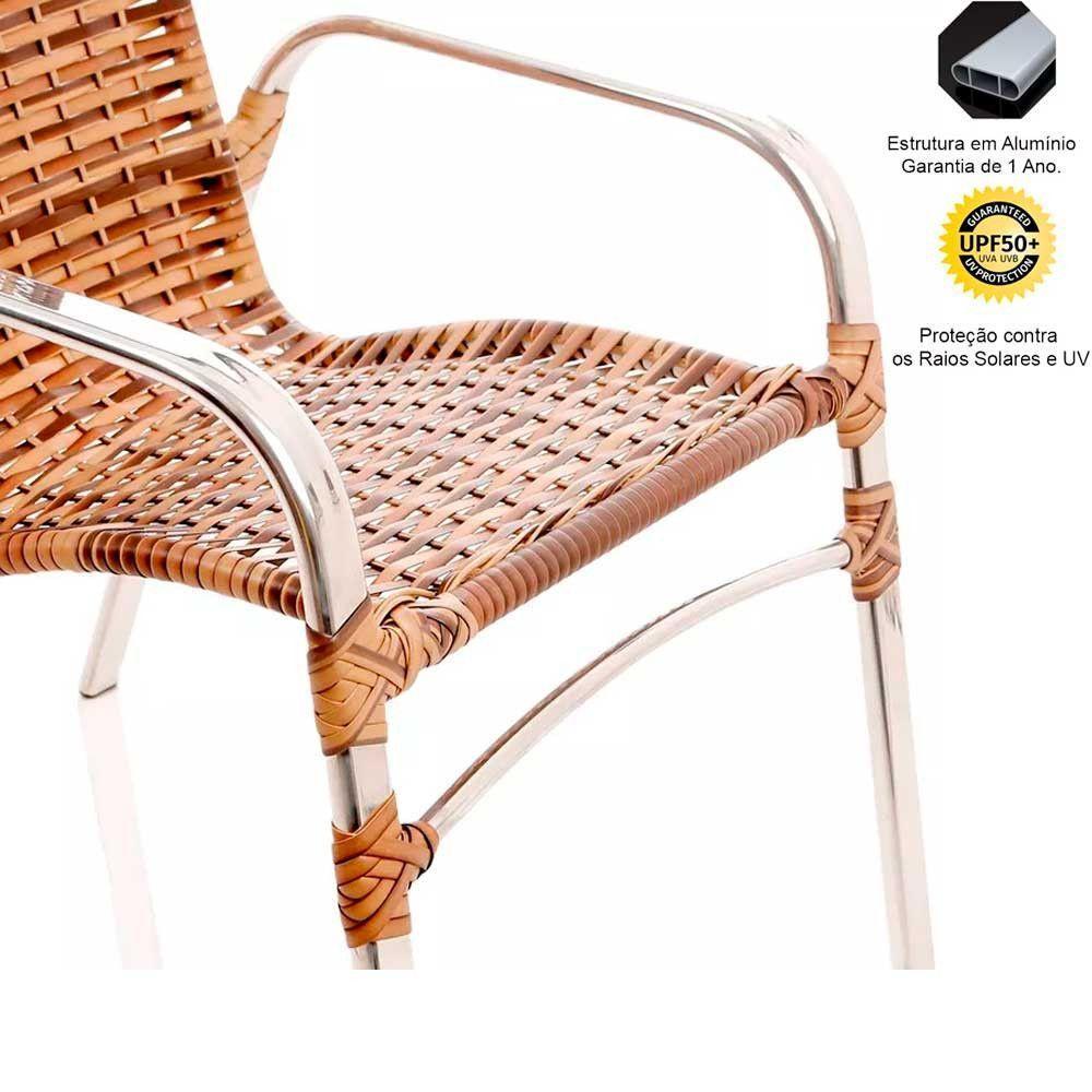 Jogo 4 Cadeiras Emily E Mesa Garden Em Alumínio Trama Capuccino - 2