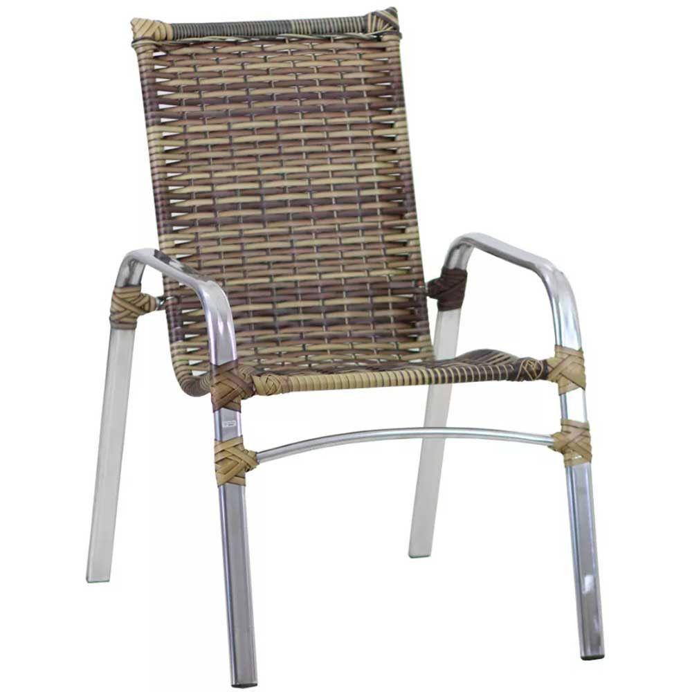 Jogo 4 Cadeiras Emily E Mesa Garden Em Alumínio Trama Capuccino - 5