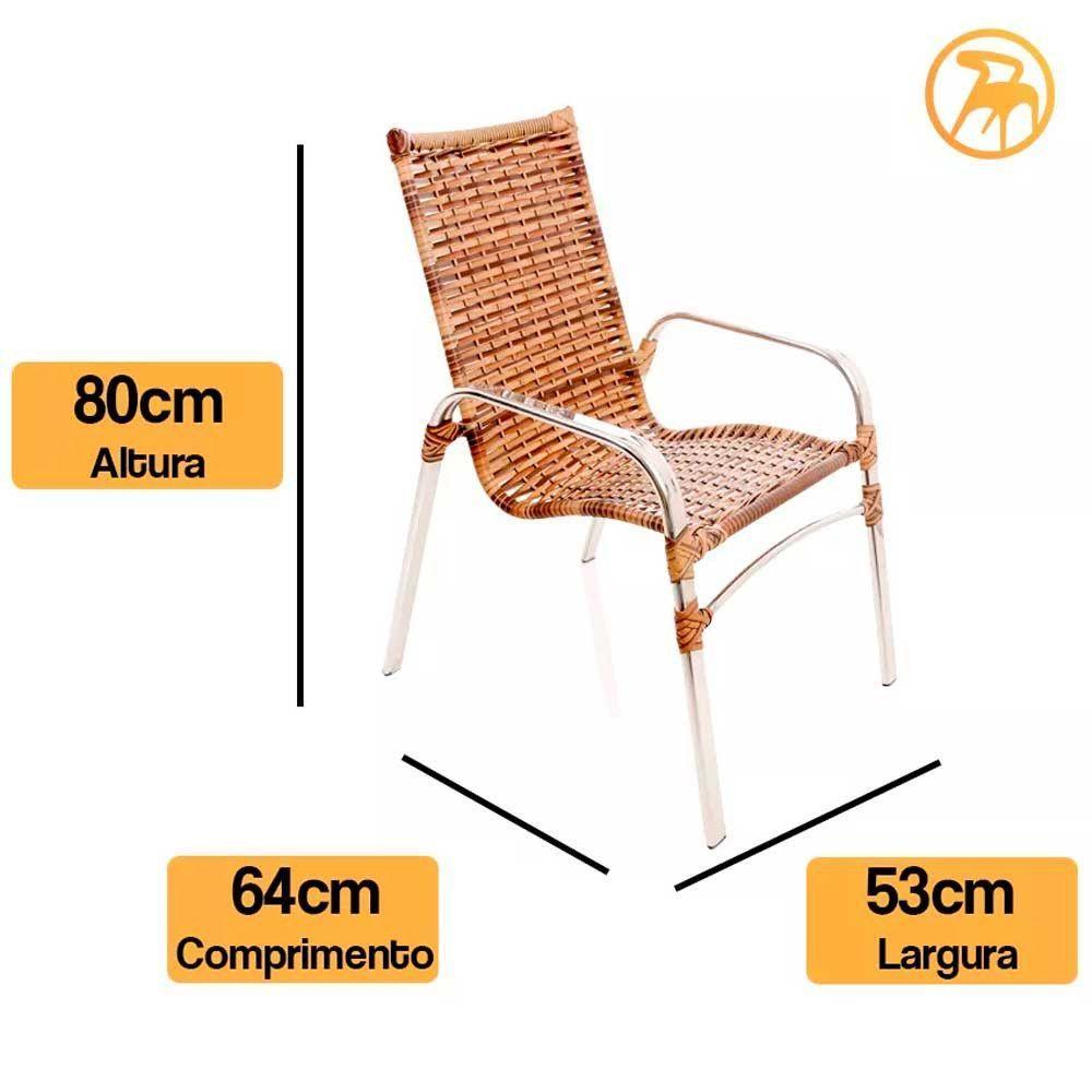 Jogo 4 Cadeiras Emily E Mesa Garden Em Alumínio Trama Capuccino - 6