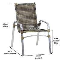 Jogo De Mesa Ascoli Com Cadeiras Emily Em Alumínio Trama Capuccino - 2