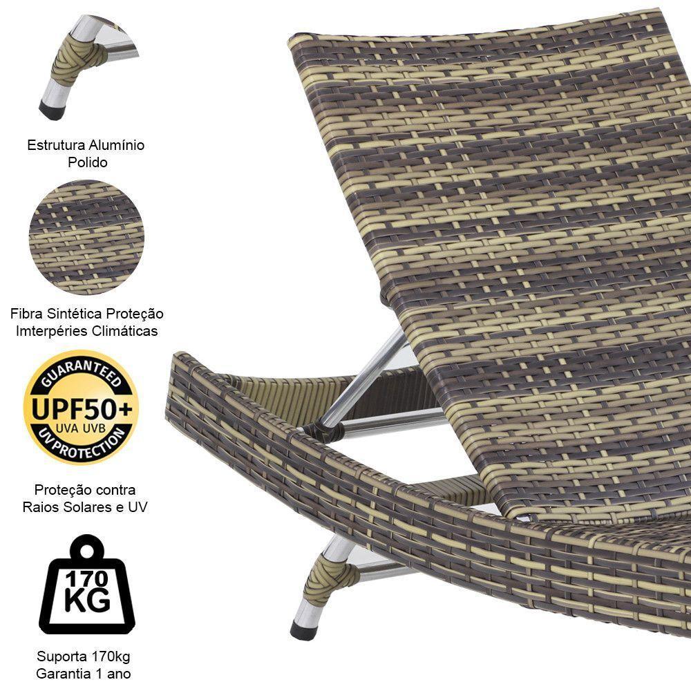 Kit 2 Espreguiçadeiras Bona E Mesa Grécia  Capuccino - 2