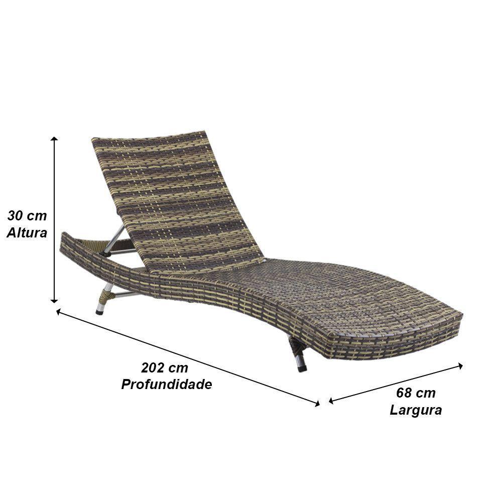 Kit 2 Espreguiçadeiras Bona E Mesa Grécia  Capuccino - 6