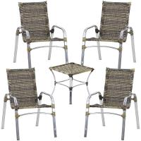 Jogo De 4 Cadeiras Emily Em Alumínio E Mesa De Centro Trama Capuccino - 1