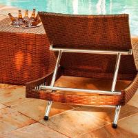 1 Espreguiçadeira Bona E Mesa Grécia Em Alumínio Capuccino