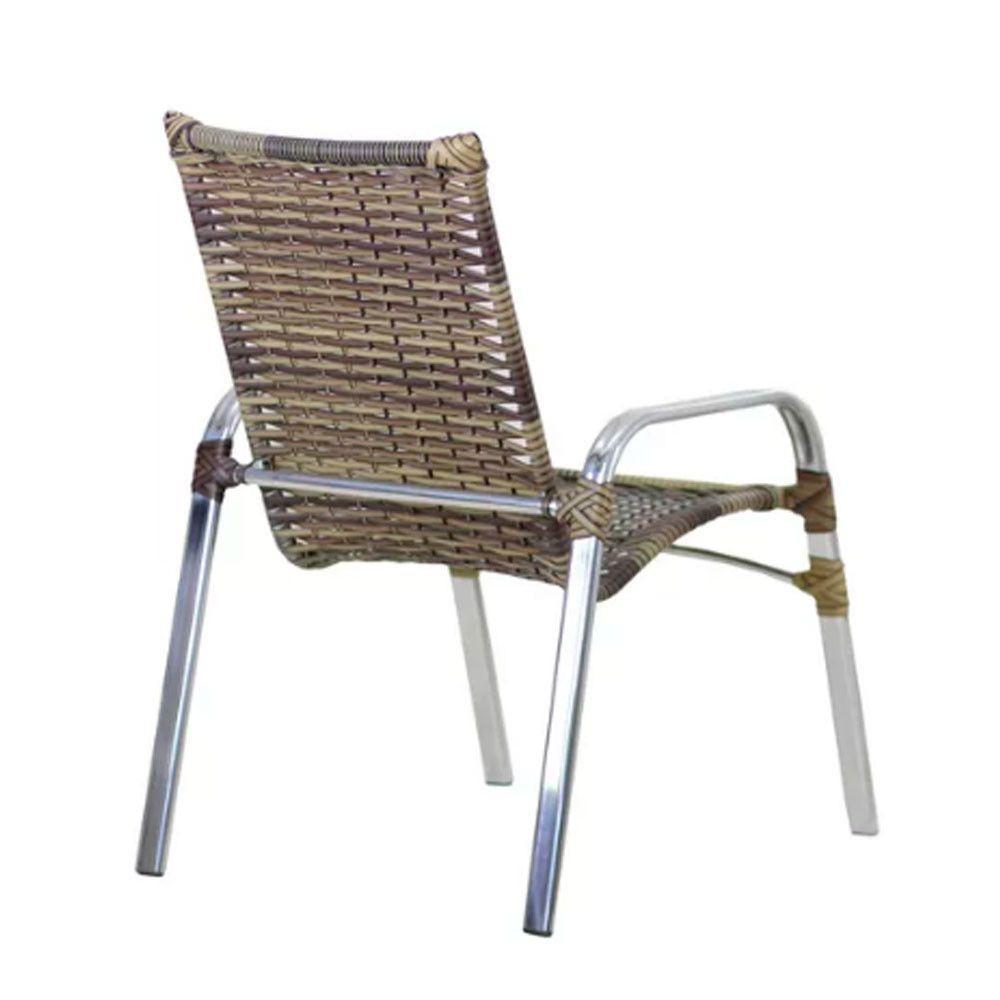 2 Cadeiras Emily Em Aluminio E Mesa De Centro  Capuccino - 2