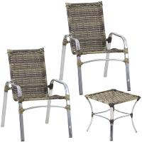 2 Cadeiras Emily Em Aluminio E Mesa De Centro  Capuccino - 1