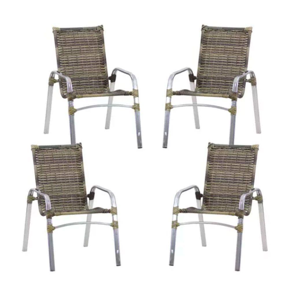 Kit 4 Cadeiras Emily Em Alumínio E Fibra  Capuccino - 1