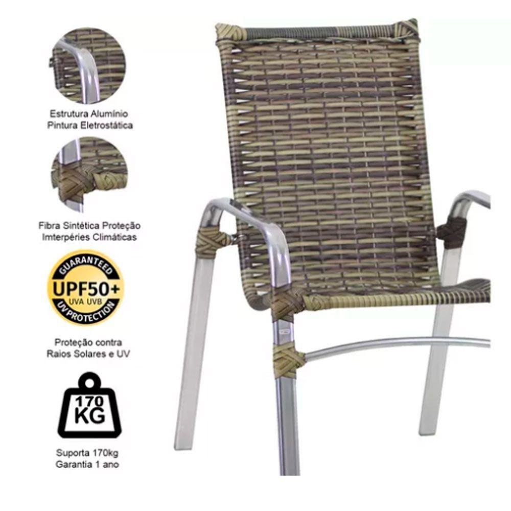 Kit 4 Cadeiras Emily Em Alumínio E Fibra  Capuccino - 4