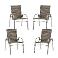 Kit 4 Cadeiras Emily Em Alumínio E Fibra  Capuccino - 1