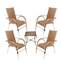 Kit 4 Cadeiras Vênus E Mesa De Centro Garden  Capuccino - 1