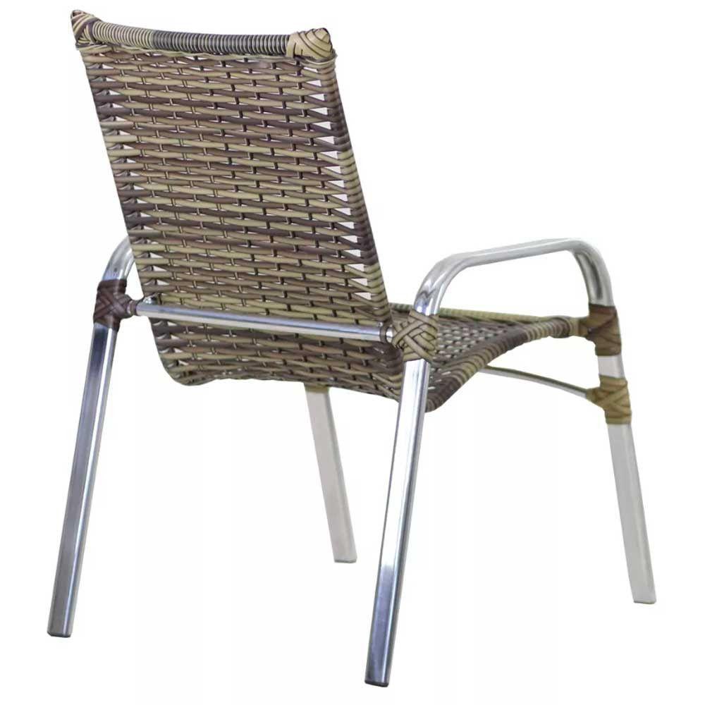 Jogo De 4 Cadeiras Emily Em Alumínio E Mesa De Centro Trama Capuccino - 3