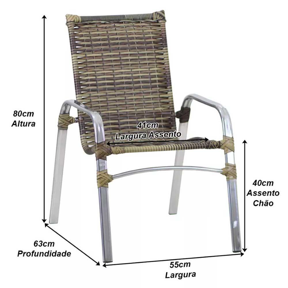 Jogo De 4 Cadeiras Emily Em Alumínio E Mesa De Centro Trama Capuccino - 4