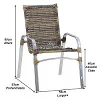 Jogo De 4 Cadeiras Emily Em Alumínio E Mesa De Centro Trama Capuccino