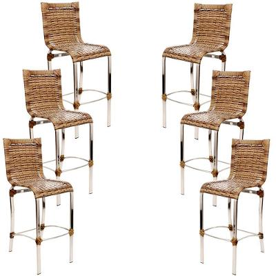 Conjunto De 6 Banquetas Haiti Em Alumínio Para Cozinha Trama Capuccino