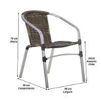 4 Cadeiras Floripa E Mesa Ascoli Em Alumínio Trama Capuccino - 3