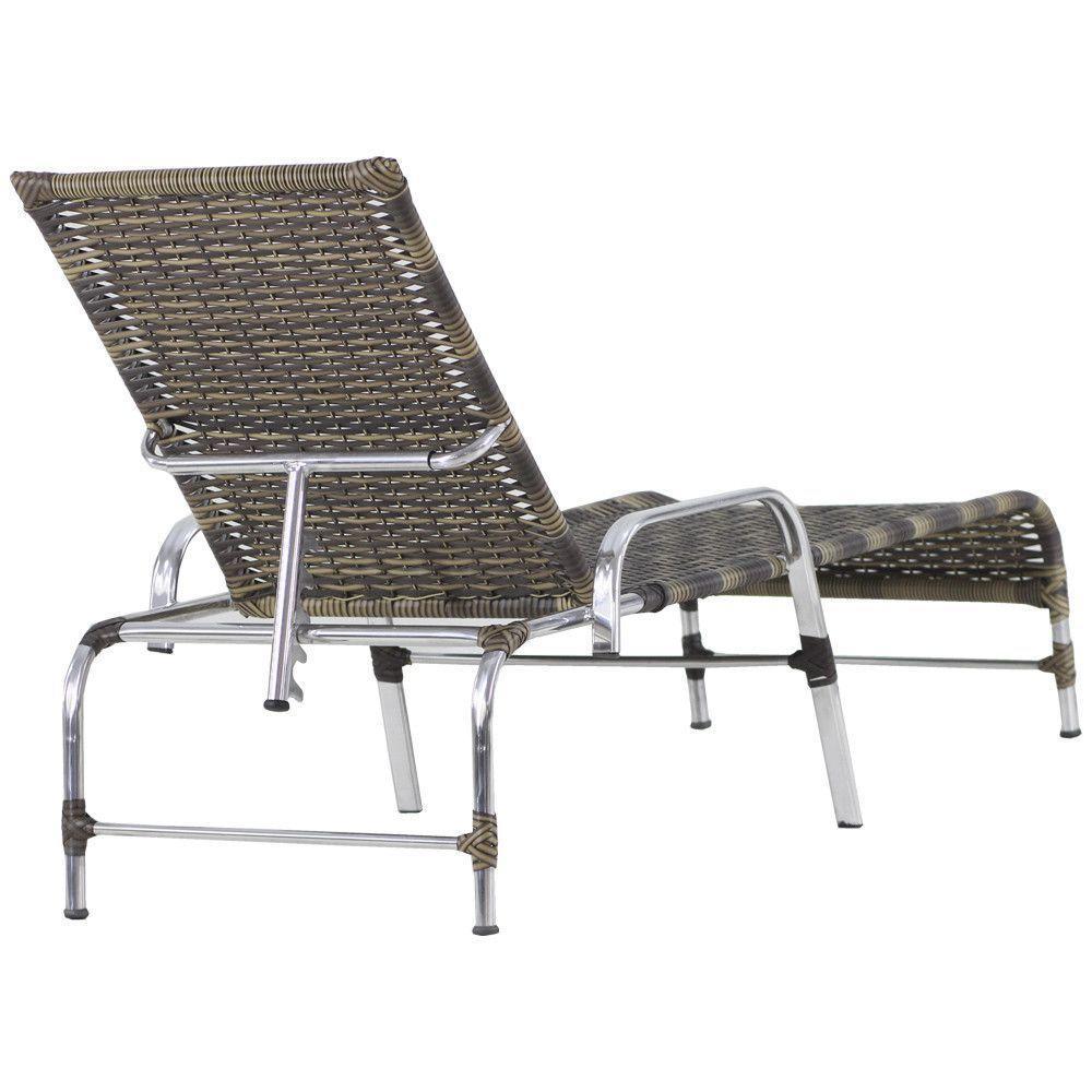 3 Espreguiçadeiras Catar Com Mesa Garden Para Piscina Trama Capuccino - 3