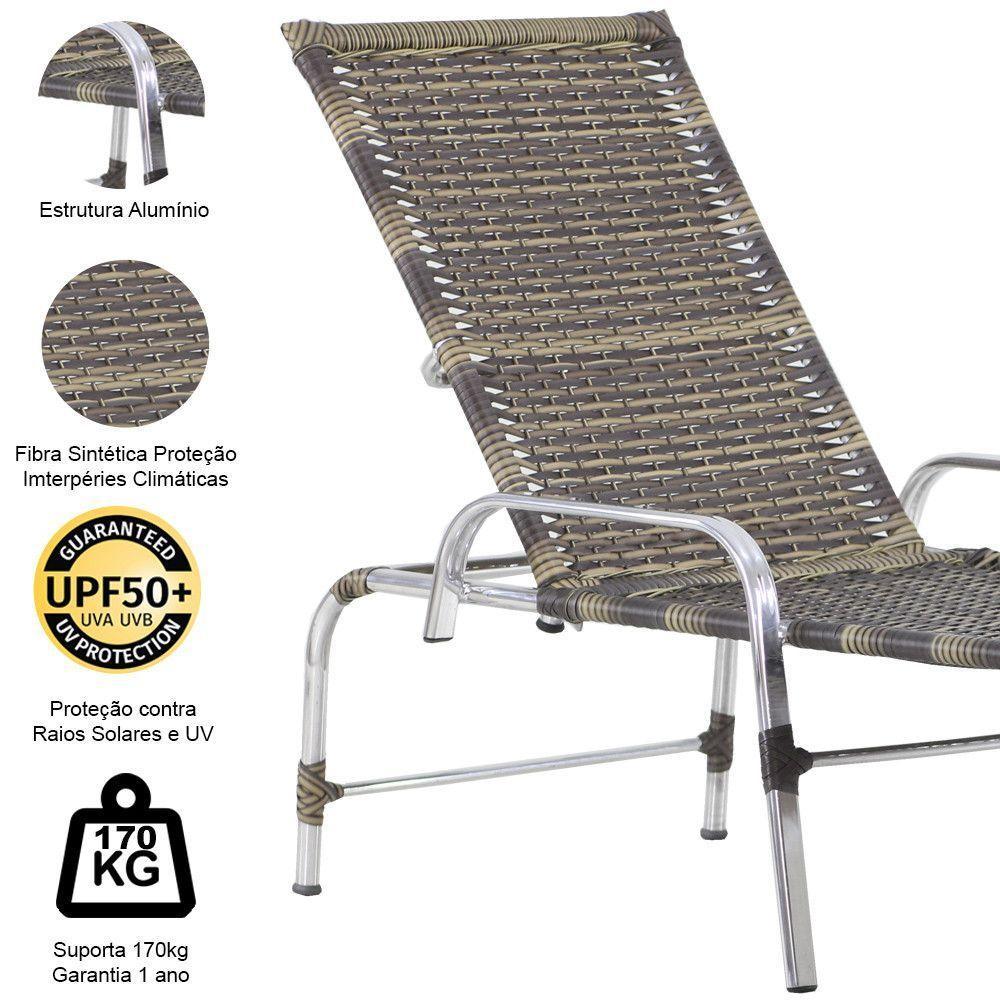 3 Espreguiçadeiras Catar Com Mesa Garden Para Piscina Trama Capuccino - 4