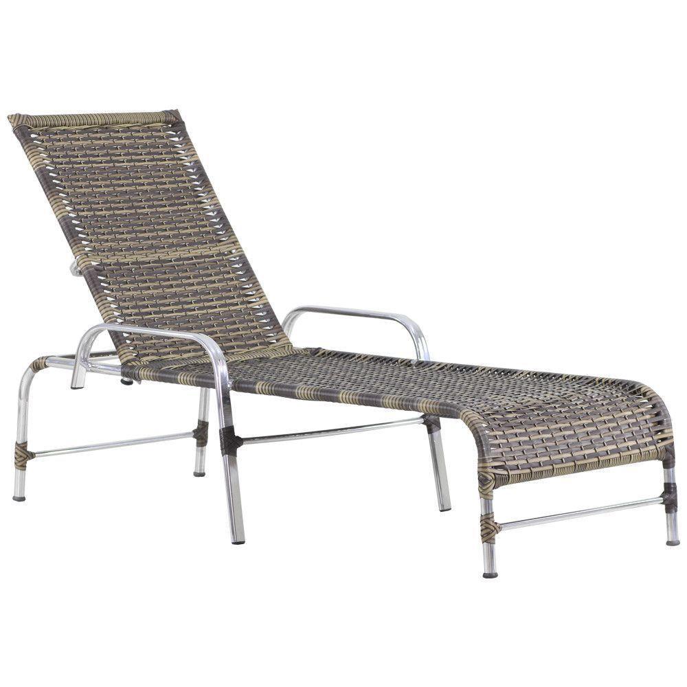 3 Espreguiçadeiras Catar Com Mesa Garden Para Piscina Trama Capuccino - 5