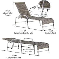3 Espreguiçadeiras Catar Com Mesa Garden Para Piscina Trama Capuccino - 2