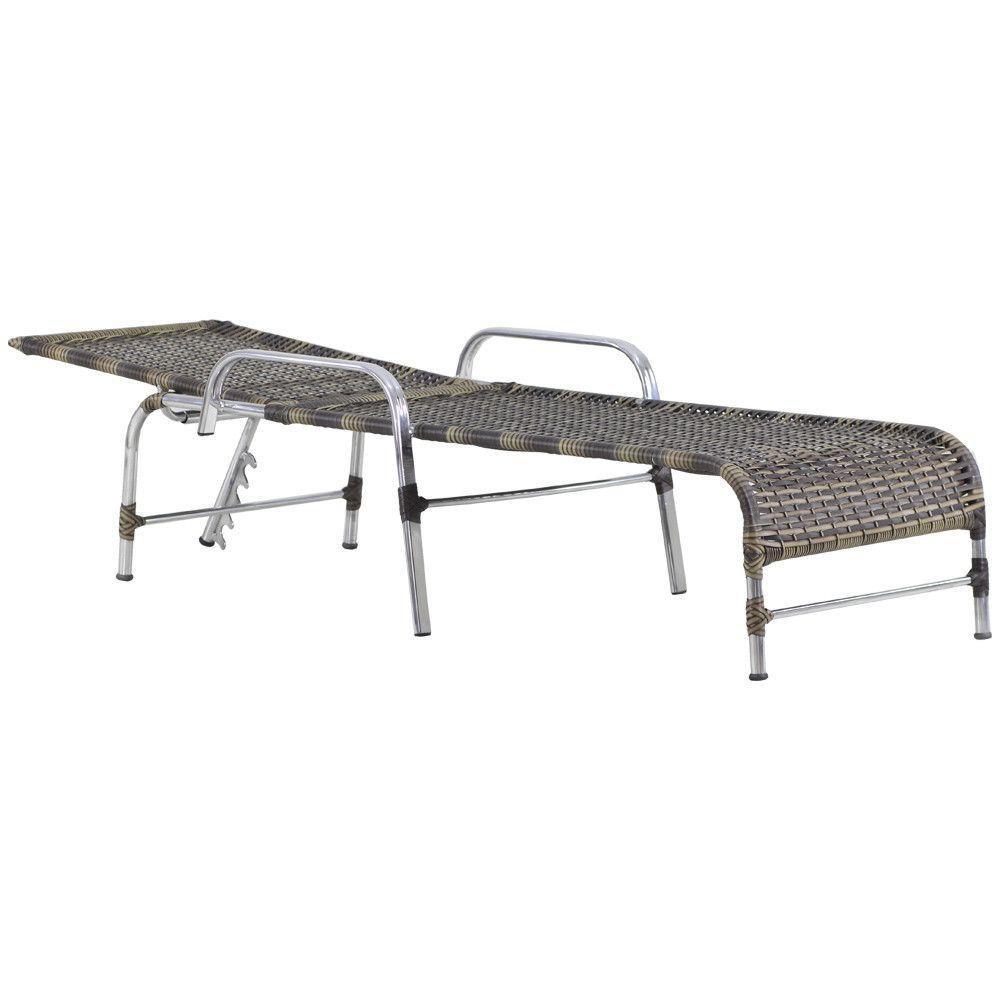 Kit 2 Cadeiras Espreguiçadeiras Catar E Mesa Garden Trama Capuccino - 2