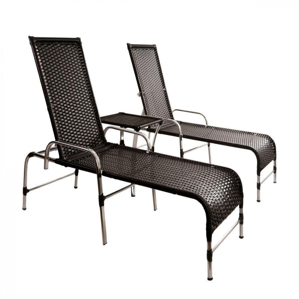 4 Cadeiras + 2 Mesa + 2 Espreguiçadeiras + 1 Chaise Trama Preto - 4