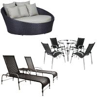 4 Cadeiras + 2 Mesa + 2 Espreguiçadeiras + 1 Chaise Trama Preto - 1