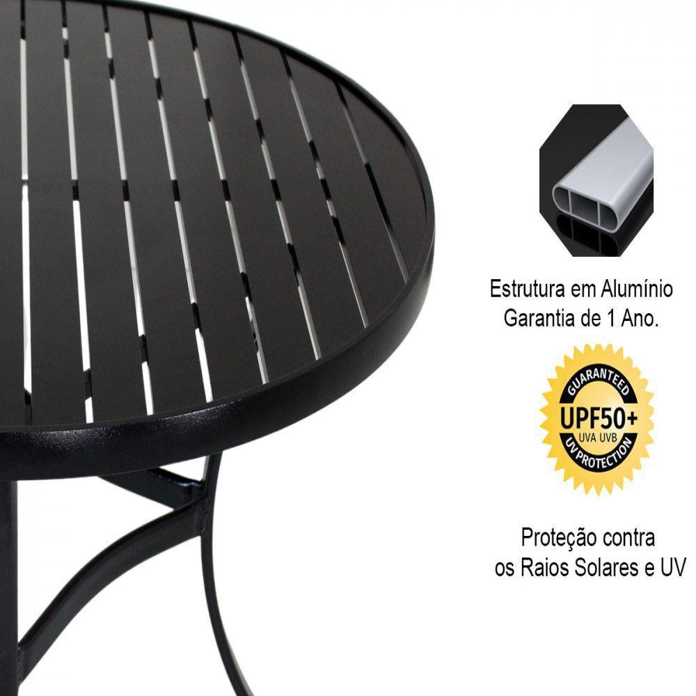 Mesa Com Tampo Ripado De 120 Cm Em Alumínio  Preto - 2