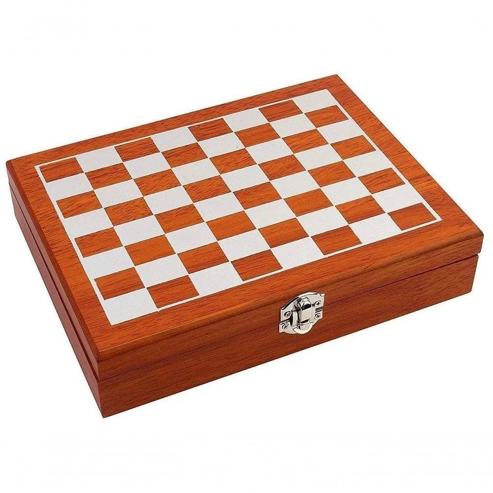 Tabuleiro Xadrez Madeira Dobrável Cantil Bebida Shot Aposta - 3