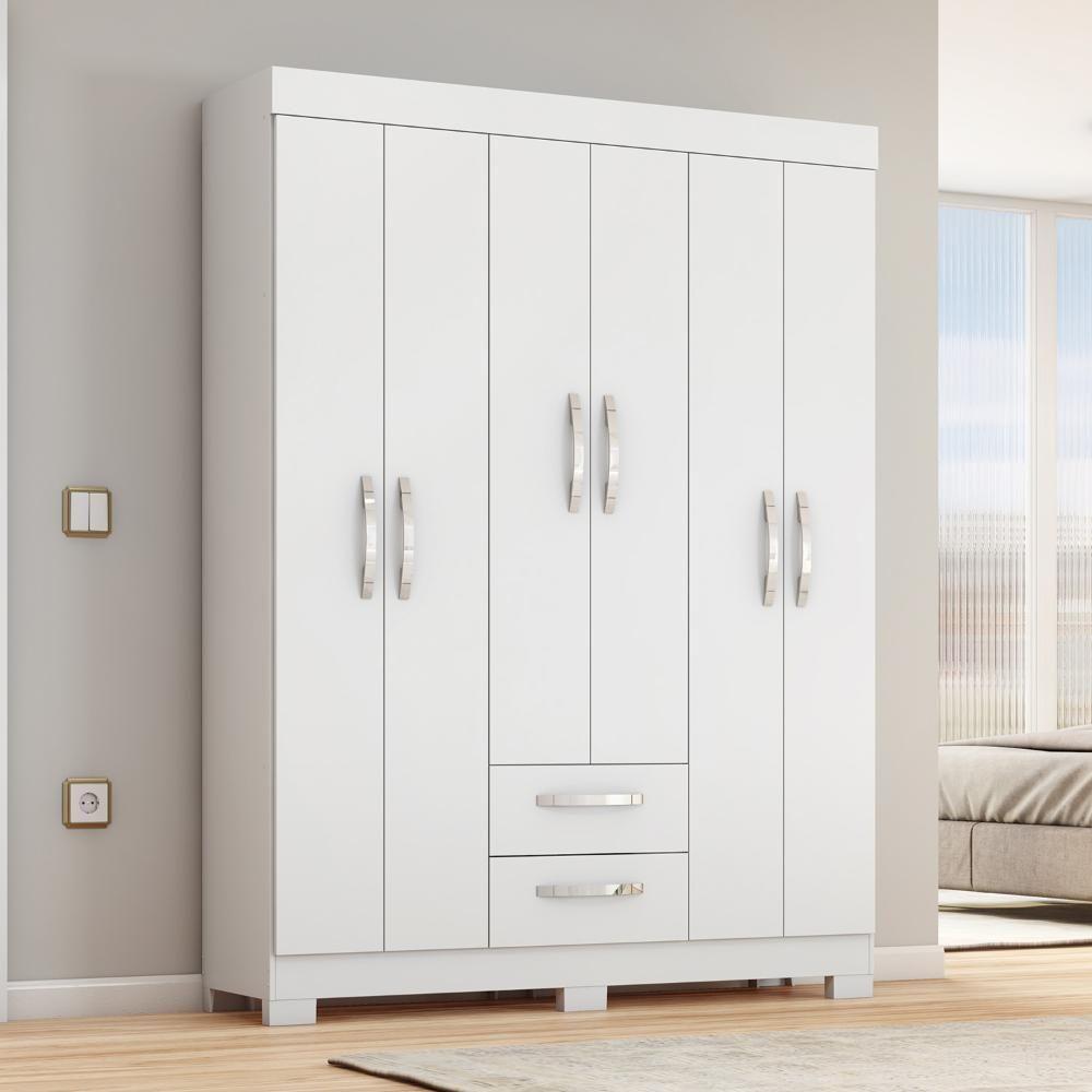 Guarda-roupa Com 6 Portas E 2 Gavetas Branco-rosa Nt6015 Notável Móveis Branco-rosa - 4