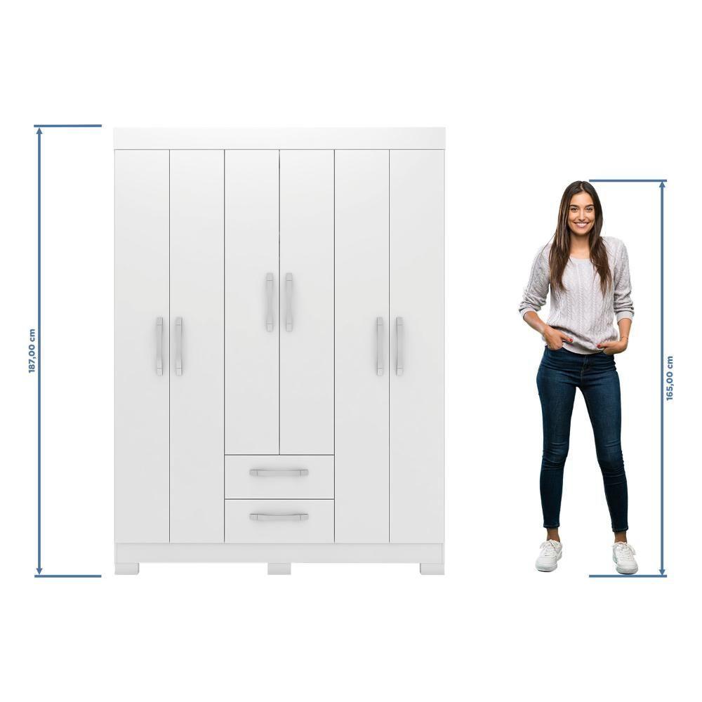 Guarda-roupa Com 6 Portas E 2 Gavetas Branco-rosa Nt6015 Notável Móveis Branco-rosa - 5