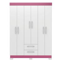 Guarda-roupa Com 6 Portas E 2 Gavetas Branco-rosa Nt6015 Notável Móveis Branco-rosa - 6