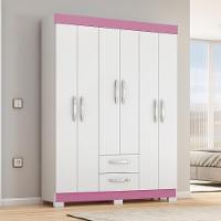 Guarda-roupa Com 6 Portas E 2 Gavetas Branco-rosa Nt6015 Notável Móveis Branco-rosa - 7