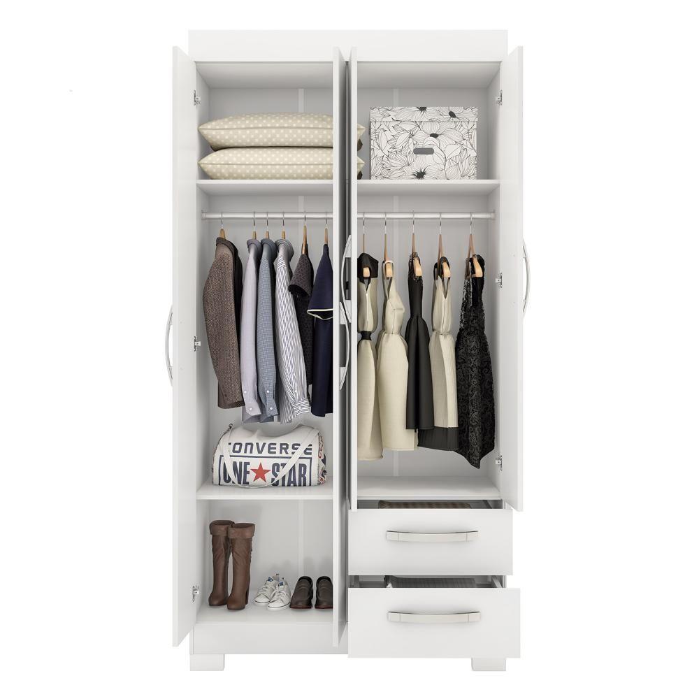 Guarda-roupa Com 4 Portas E 2 Gavetas Nt6010 Branco-rosa Notável Móveis Branco-rosa - 4