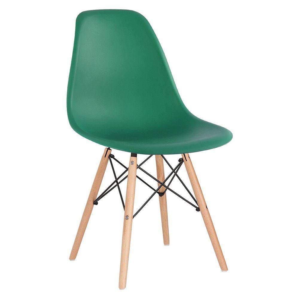 Mesa Redonda Eames 100 Cm Branco + 5 Cadeiras Eiffel Dsw Verde Escuro - 6