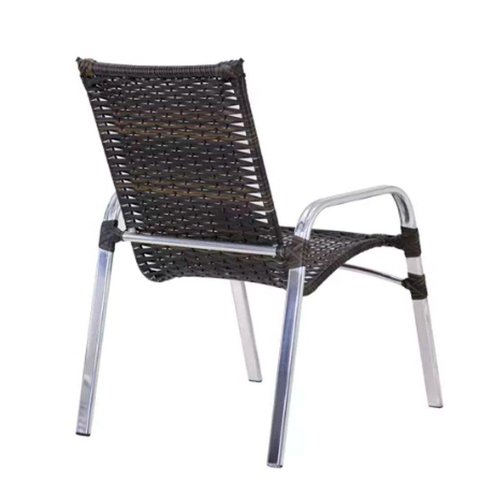 Jogo 4 Cadeiras Emily E Mesa Garden Em Alumínio Trama Pedra Ferro - 2