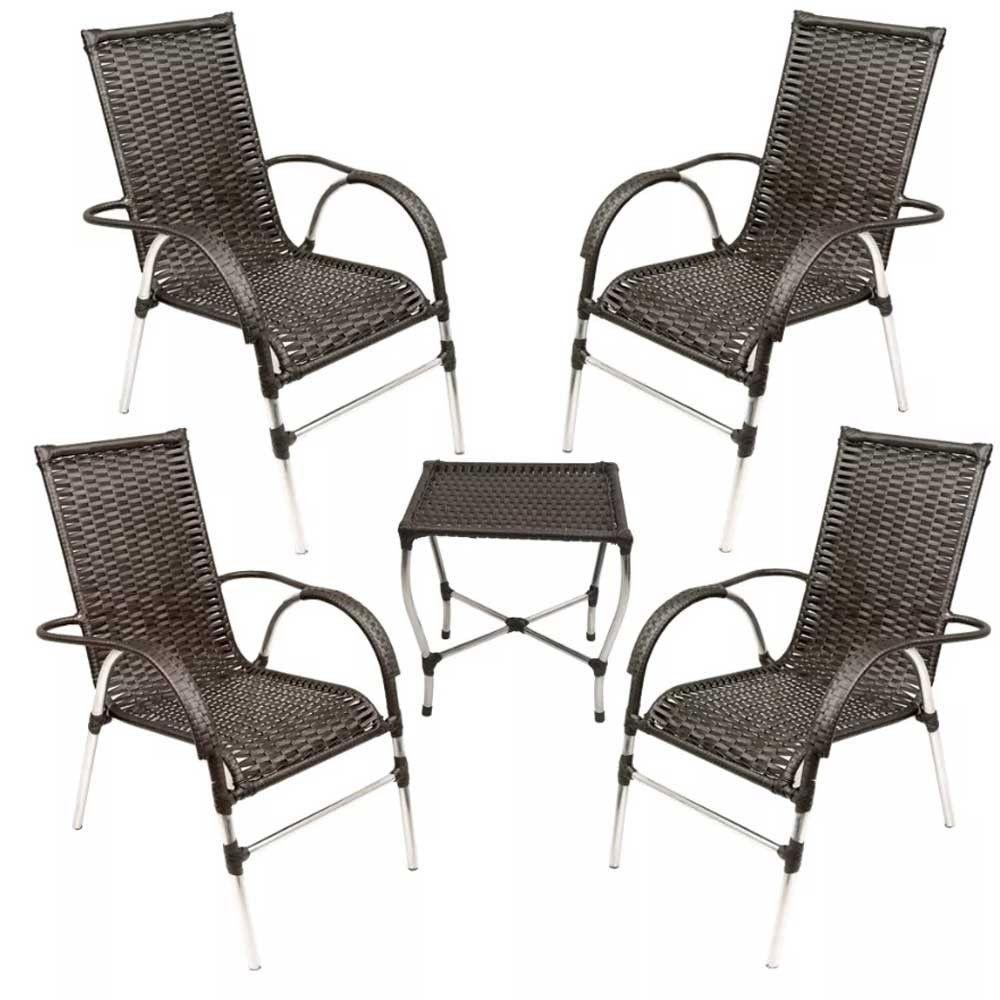 Kit 4 Cadeiras Vênus E Mesa De Centro Garden  Pedra Ferro - 1