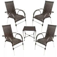 Kit 4 Cadeiras Vênus E Mesa De Centro Garden  Pedra Ferro - 1