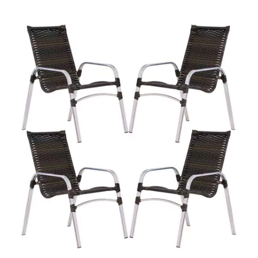 Kit 4 Cadeiras Emily Em Alumínio E Fibra  Pedra Ferro - 1