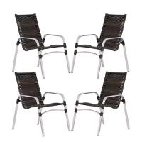 Kit 4 Cadeiras Emily Em Alumínio E Fibra  Pedra Ferro - 1