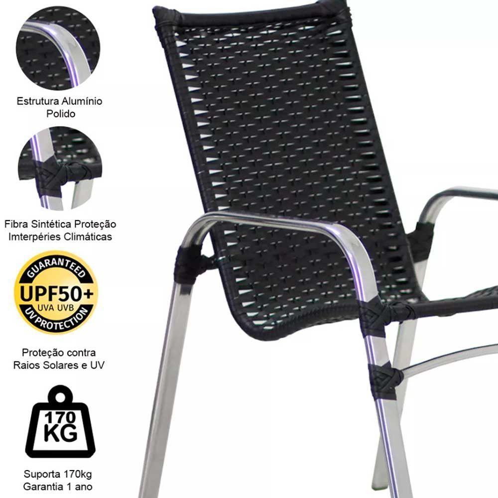 Kit 4 Cadeiras Emily Em Alumínio E Fibra  Pedra Ferro - 2