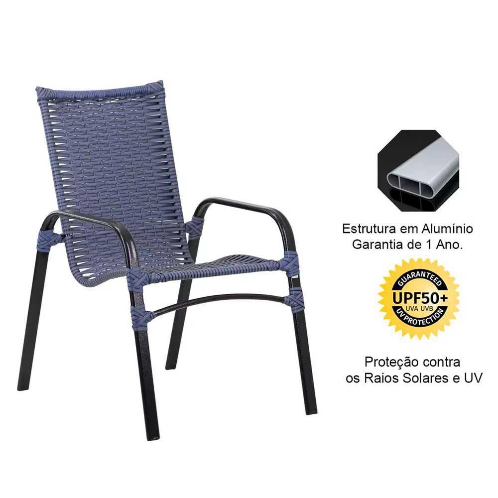 4 Cadeiras Emily E Mesa Roma Com Tampo Ripado Pedra Ferro - 8