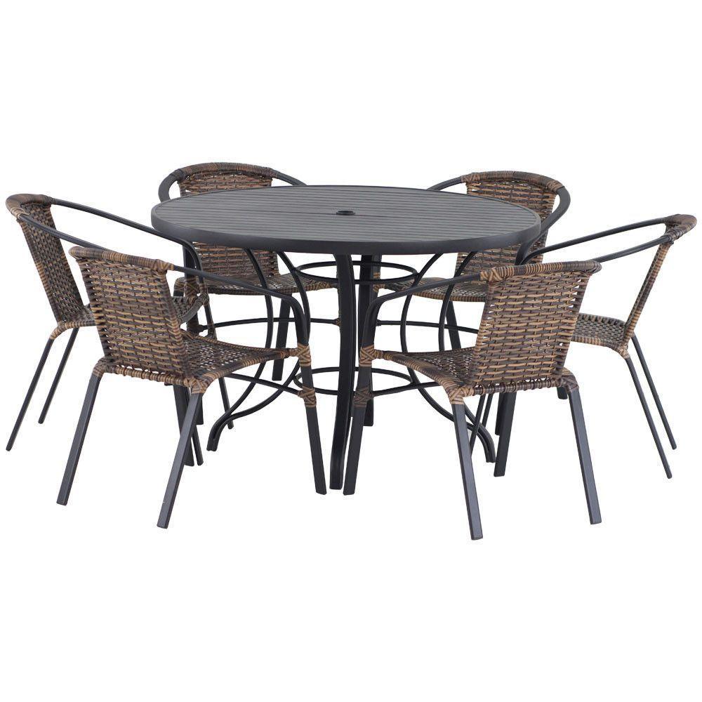 6 Cadeiras Floripa E Mesa Tampo Ripado  Pedra Ferro - 1